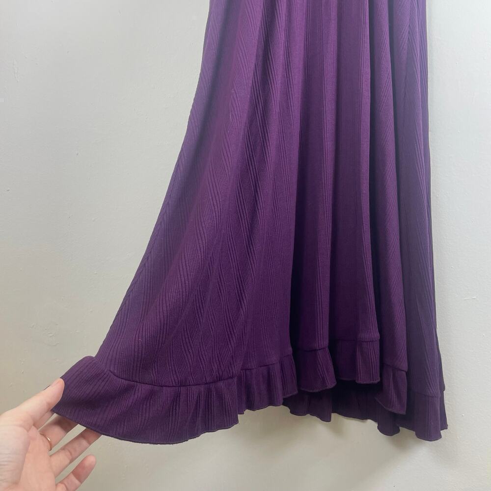 Anthropologie Purple Ruffle Sleeve Maxi Dress V Neck Size Medium NWOT - Picture 3 of 8